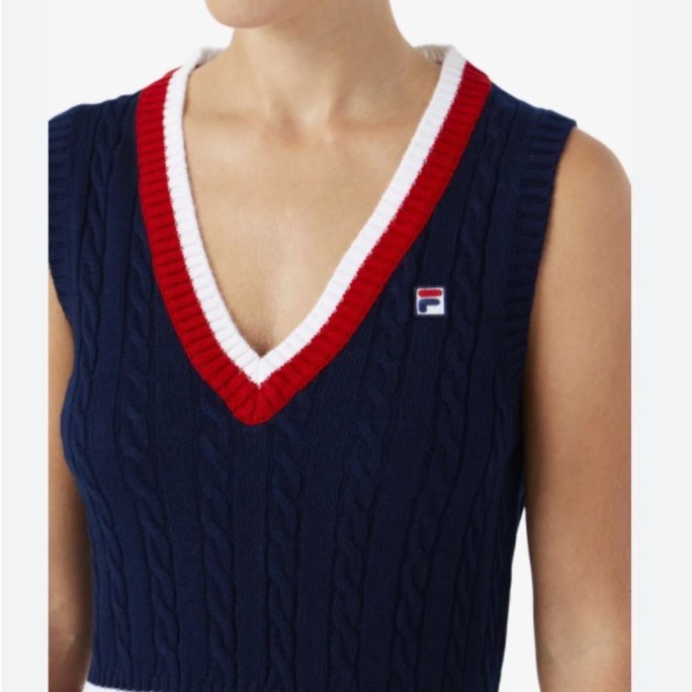 Fila’s Darian Sweater Knit Dress Navy/Red/White XS - Picture 3 of 11